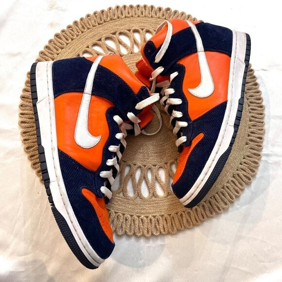Nike ID Custom Boise Orange/Navy Blue Dunk Hi Sneakers 2011 501997-991 Size 10.5 - Picture 8 of 14